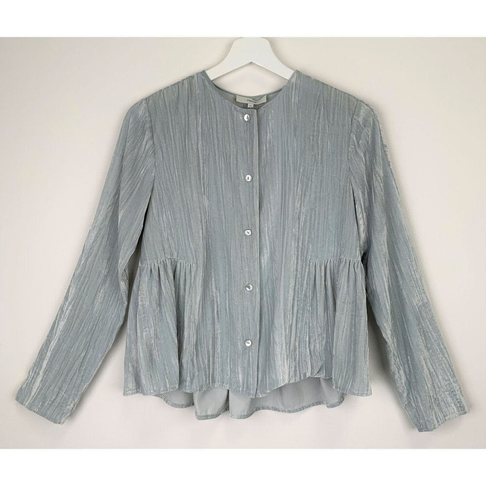 NEW Vince velvet blue long sleeve top Size XS